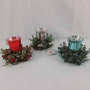 The Original Kissing Krystals Set of 3 Candle Centerpieces Holder Sets by Ganz